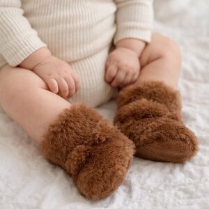 Cozy Brown Newborn Faux Fur Boots